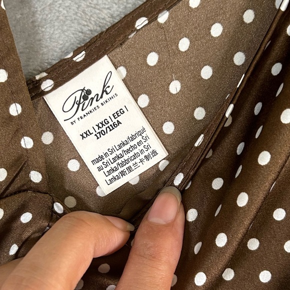Pink by Frankie’s bikinis brown polka dot mini satin babydoll dress - Picture 3 of 12